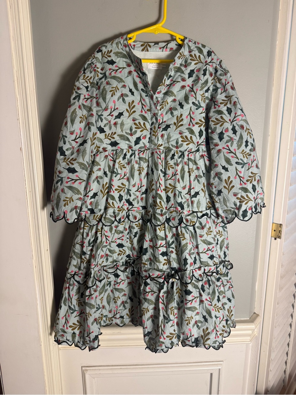 Shop The Mint Girls 12/14 Holiday Holly Berry Tiered Dress